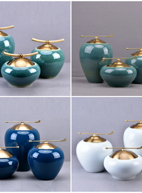 新中式陶瓷罐摆件样板房客厅玄关电视柜办公室书桌艺术品软装饰品