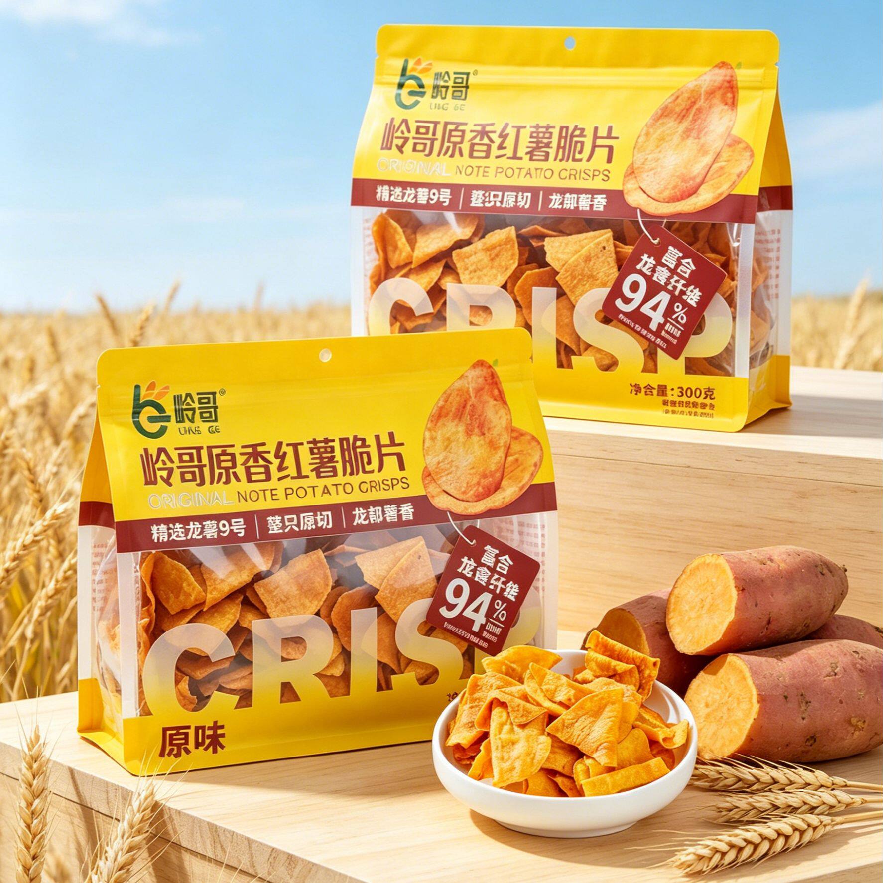岭哥红薯片原香红薯脆片零食香脆地瓜干烤红薯番薯农家袋装休闲