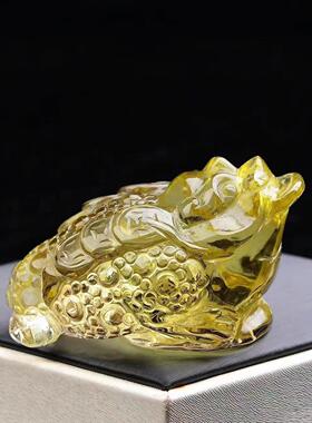 尺寸75.49.40天然黄水晶金蟾小摆件三脚金蟾手把件把玩件重156克