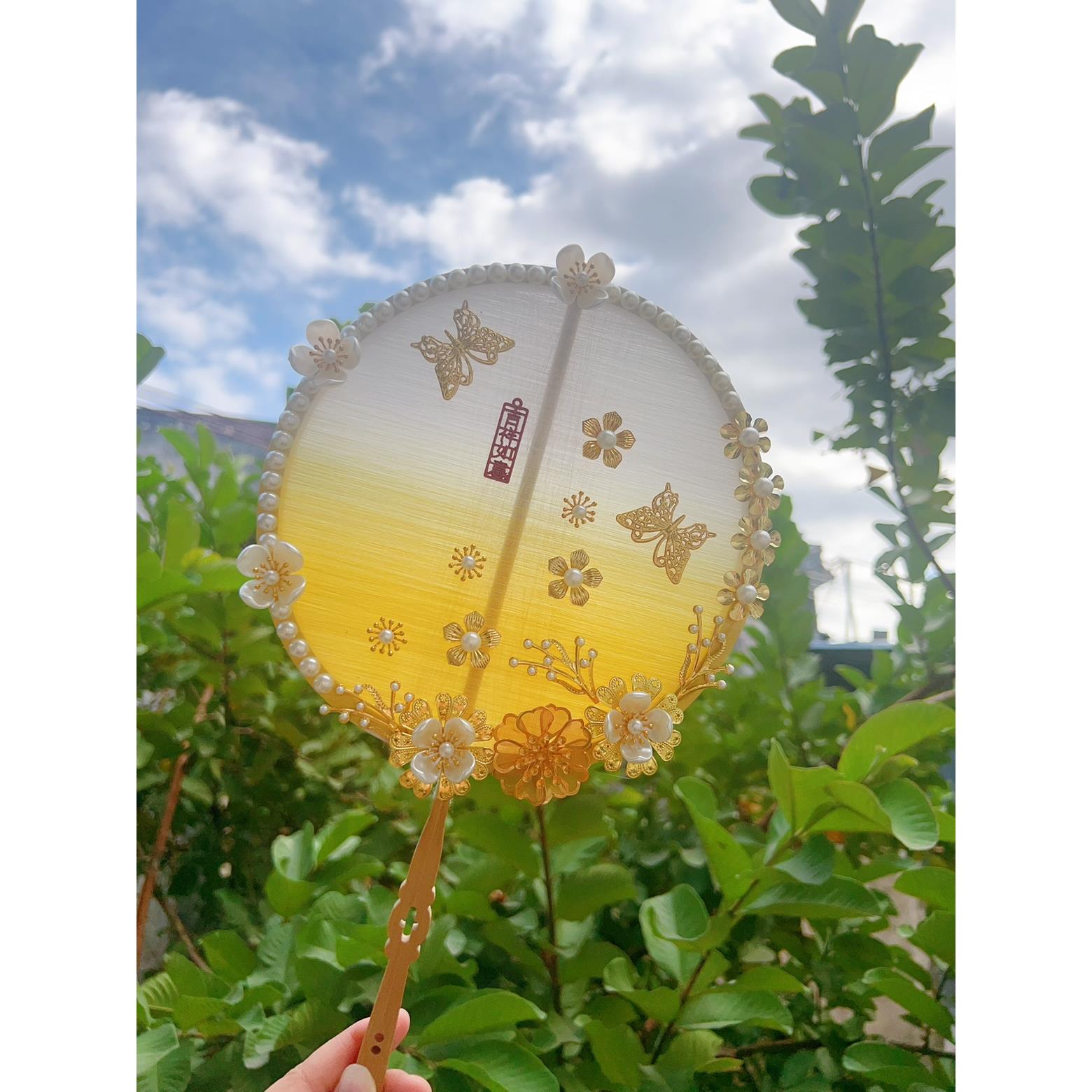 古风扇子蚕丝扇手工团扇diy材料包三八活动团建创意秀禾汉服扇