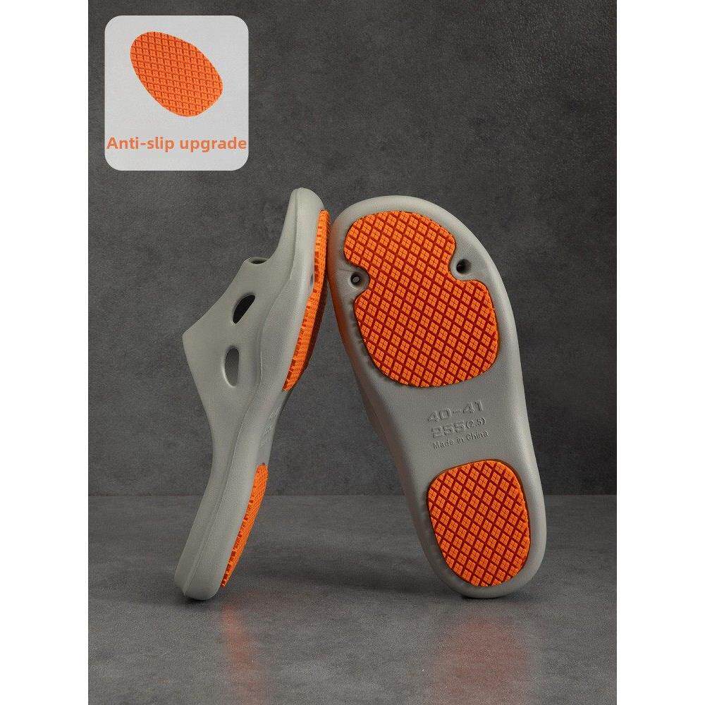 中老年人男士室内家用防滑拖鞋2025夏季新型橡胶底家用沐浴防滑拖