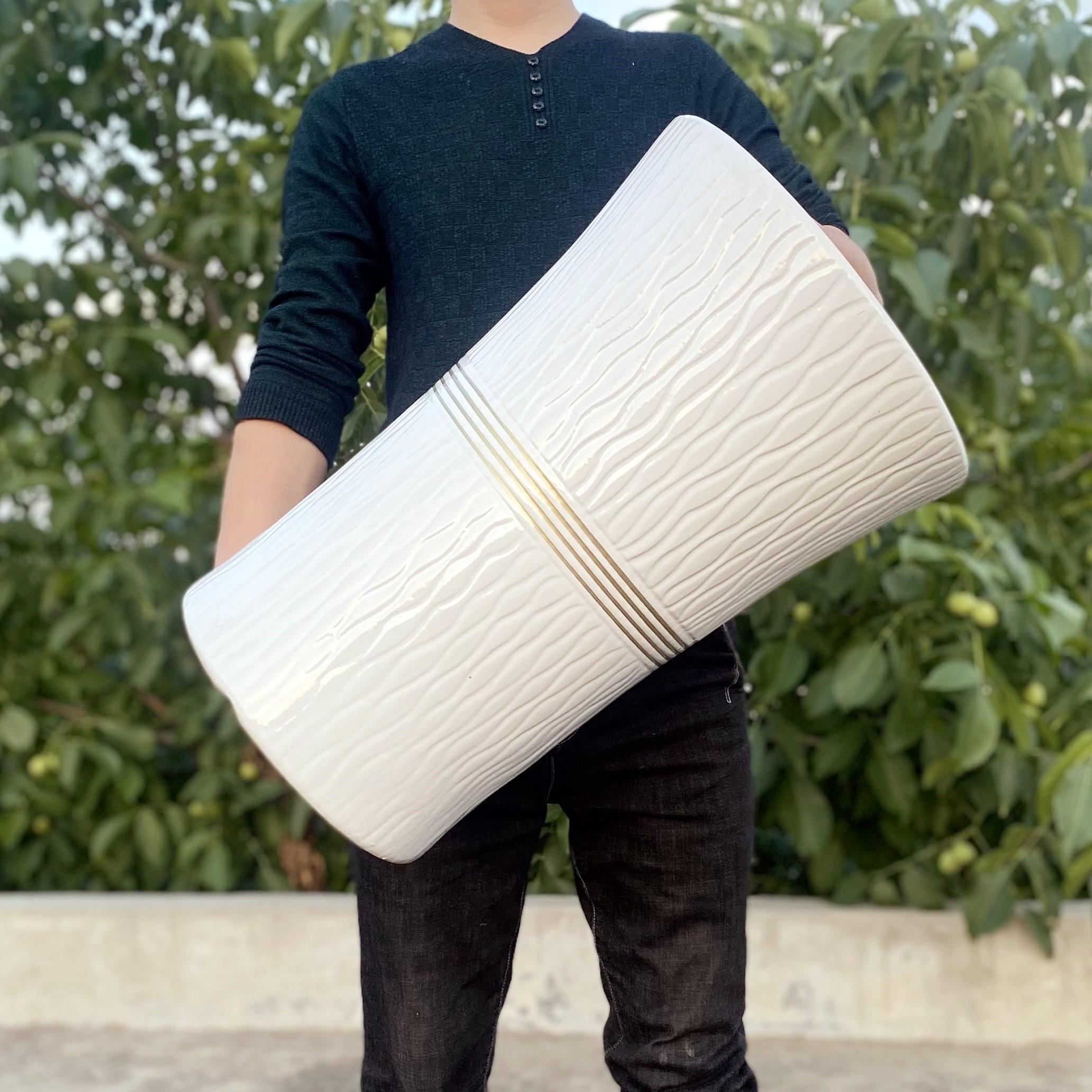 白色高筒落地大号特大号陶瓷花盆散尾葵绿萝发财树幸福平安树盆栽