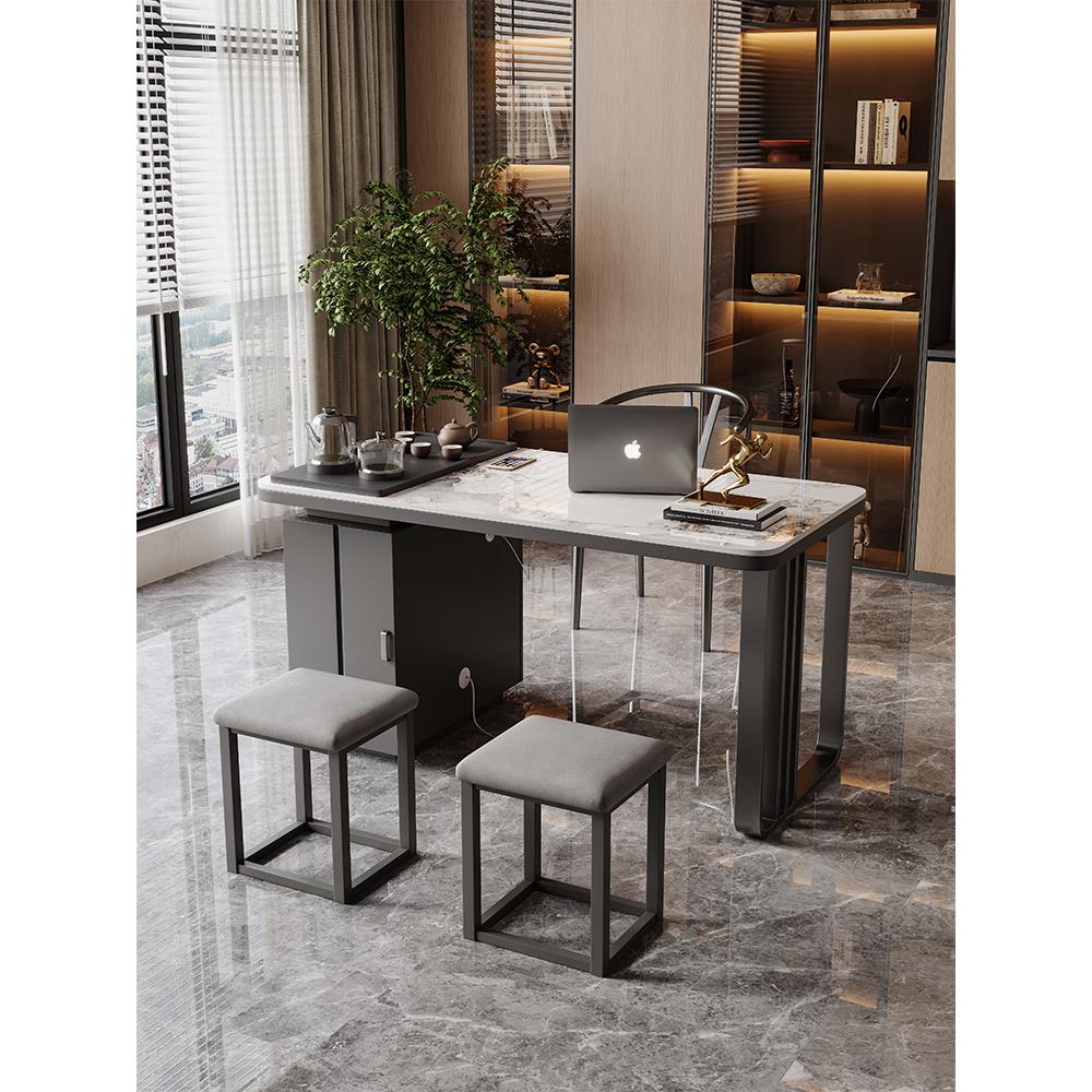 阳台泡茶桌客厅一米茶台岩板茶桌椅组合办公家用泡茶一体小型茶几