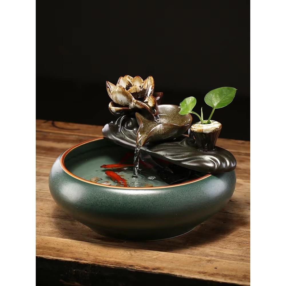 USB蓄电池充电流水摆件不插电流水摆件不插电水循环送礼招财