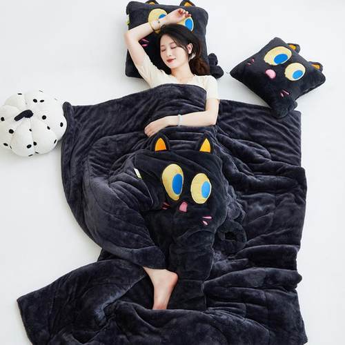 冬季卡通彷兔毛绒抱枕被子两用汽车载靠垫二合一沙发午睡加厚盖毯