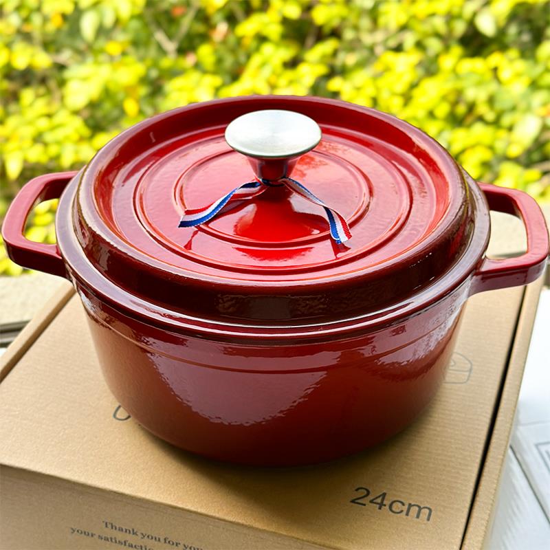 虞妈妈 24CM铸铁珐琅汤锅燃气电磁炉通用