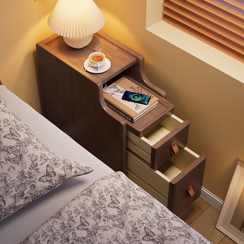 新中式实木床头柜小户型极窄床边柜超窄20公分30cm窄边夹缝置物架