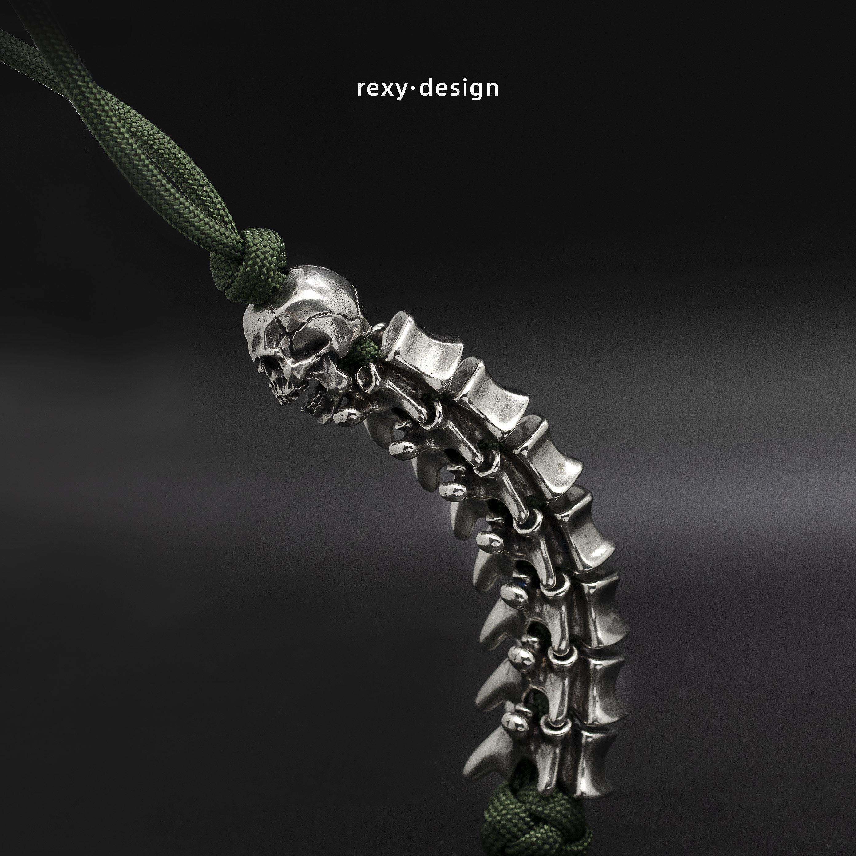 REXY手工编织脊椎骨伞绳骷髅刀坠EDC 汽车钥匙扣背包挂件户外配饰