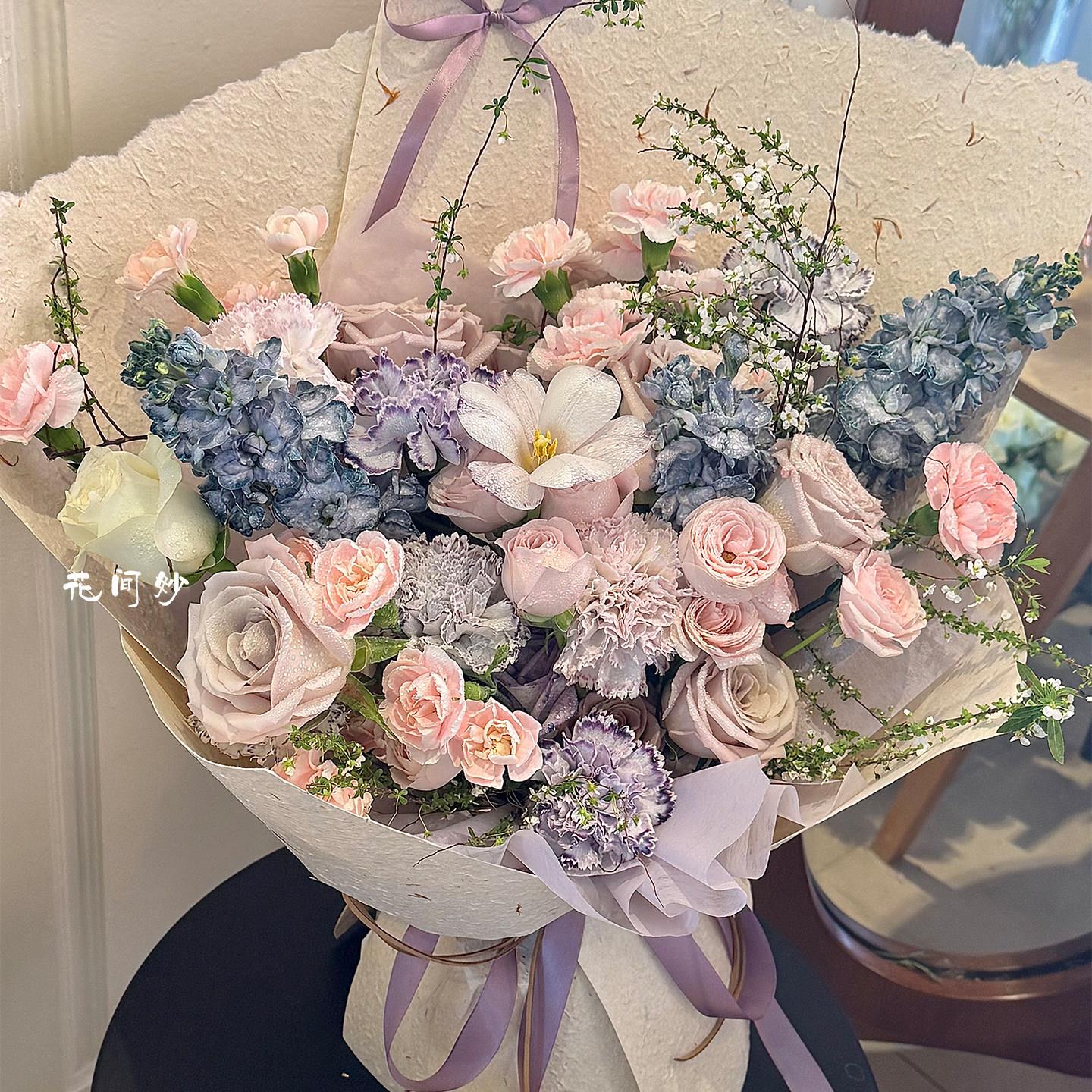 浪漫法式玫瑰混搭花束成品仿真花送女生闺蜜生日节日花束惊喜实用