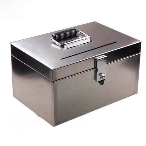 不锈钢收纳箱钞票密封箱带锁工具箱钱盒密码盒文件盒存钱罐