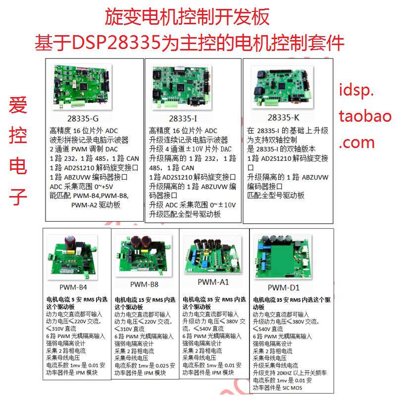旋变电机控制板 dsp28335电机开发套件 旋变解码板 SIC驱动板
