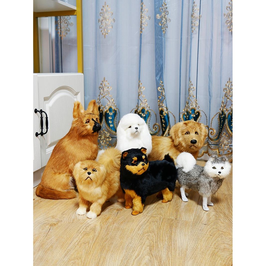 彷真博美狗狗摆件拉布拉多贵宾犬柯基金毛京巴宠物店装饰品犬模型