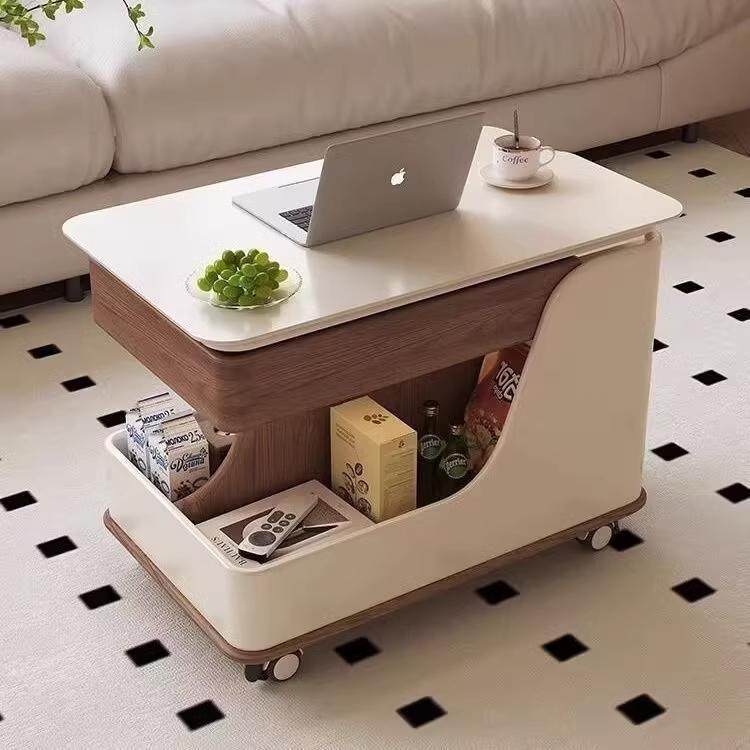 可升降岩板桌面边几客厅沙发边柜可移动推车多功能可移动升降茶几