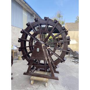 防腐木水车风水轮户外景观水车老式 取水车大型实木水车龙骨水车