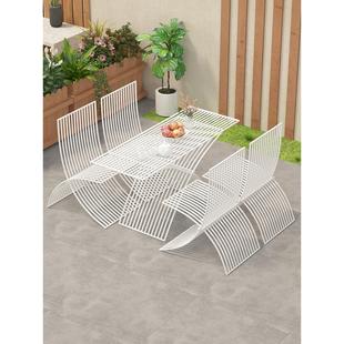 北欧创意户外桌椅组合防水防晒美食店室外餐桌奶茶咖啡店外摆桌子