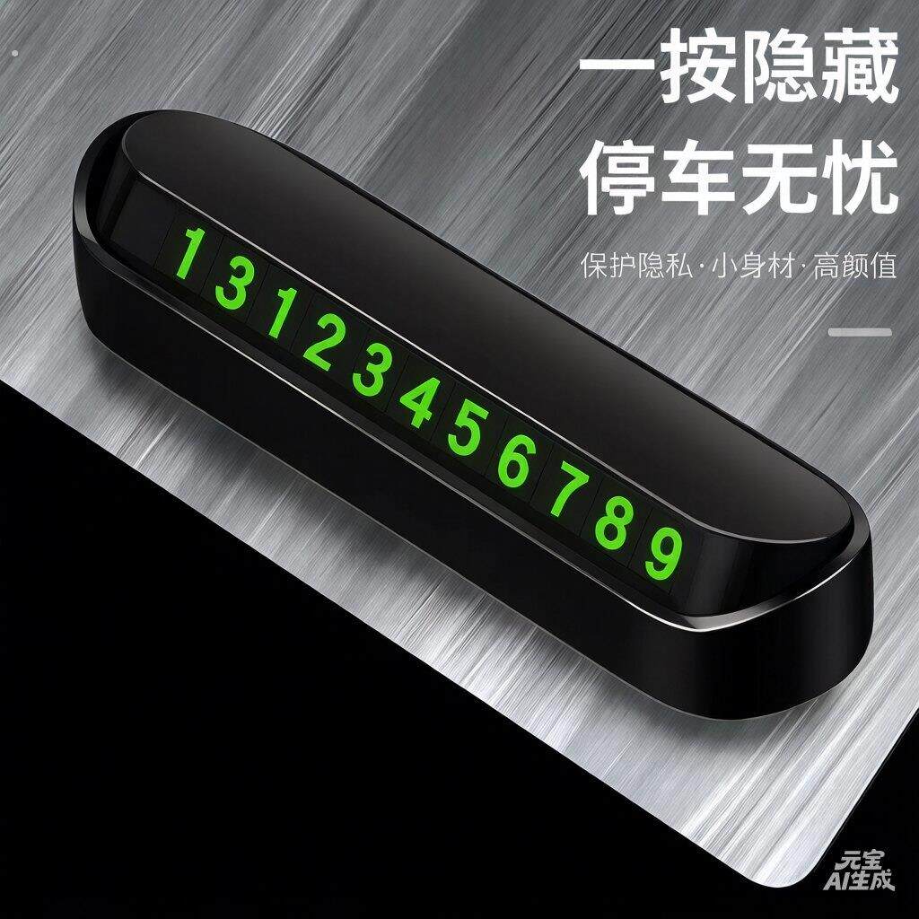隐藏式汽车临时停车号码牌按压隐藏数字显示副驾驶前方塑料停车牌