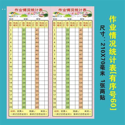 成绩登记贴学生打卡安排完成情况作业登记表记录表不干胶标签贴纸