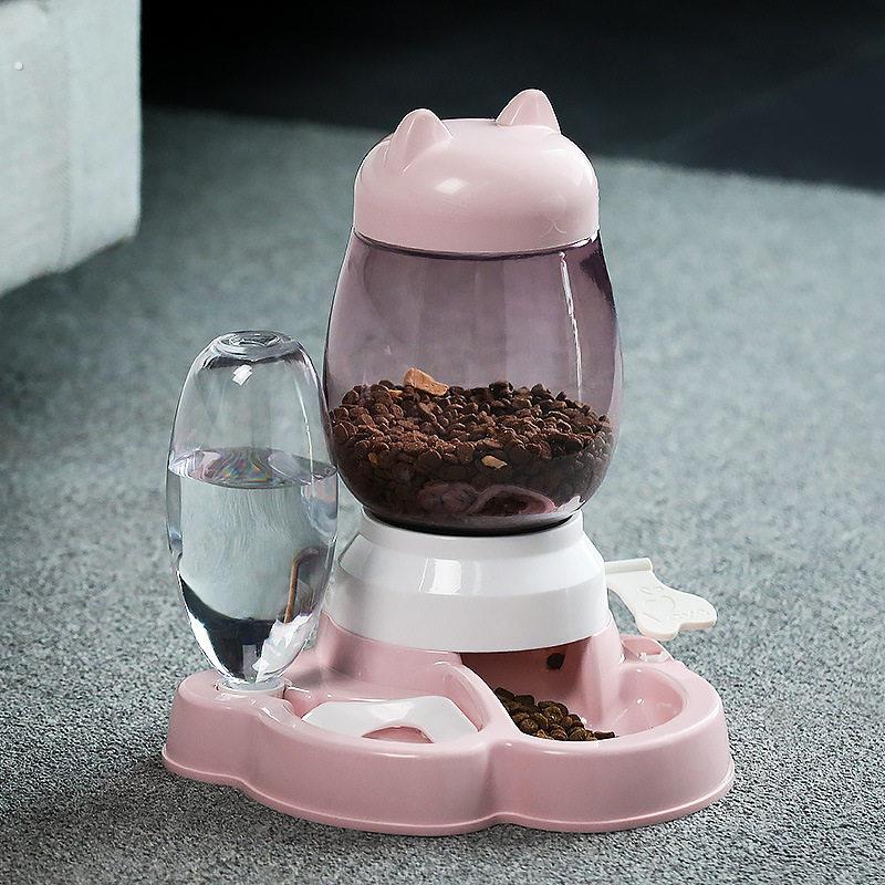 猫咪自动喂食器猫碗双碗饮水一体自助按压猫粮盆宠物狗喂水投食机