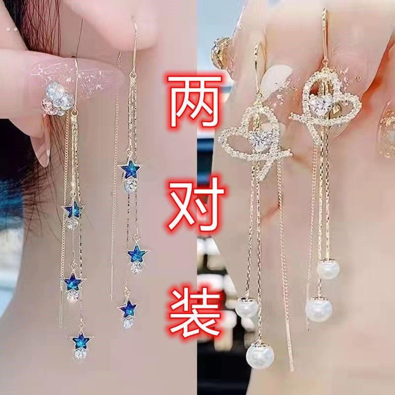 2023年新款潮网红爆款耳线女高级感气质耳饰长款珍珠耳环圆脸显瘦