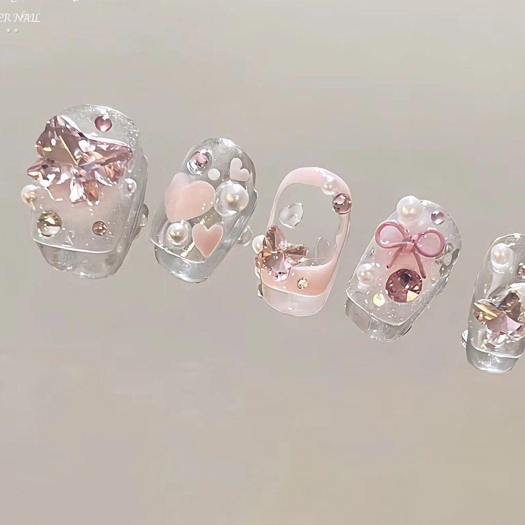 纯手工女童可穿戴指甲，短款，学生可爱款，秋冬美少女