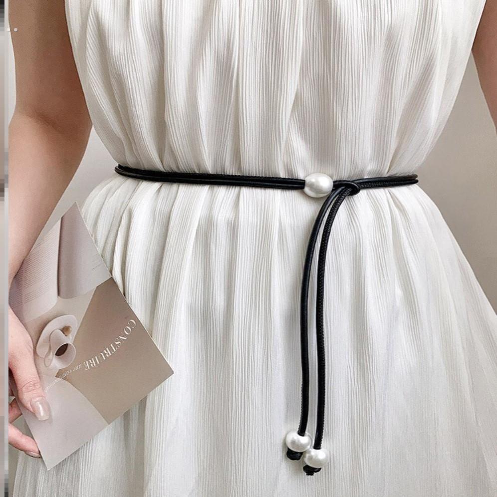 2025新款珍珠细腰绳百搭配裙子腰带女款时尚穿搭配饰简约风格设计