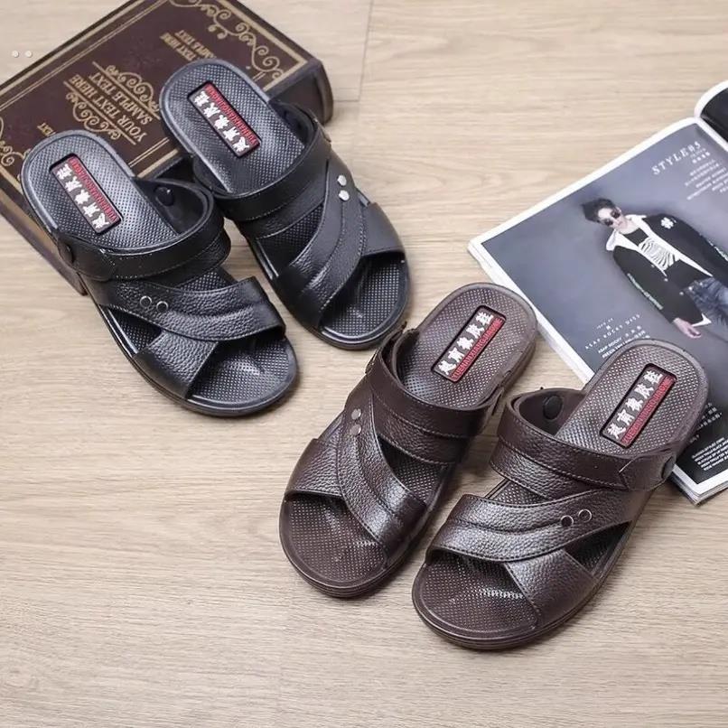 越南橡胶凉鞋男夏季塑料拖鞋两用厚底外穿防滑露趾中年爸爸沙滩鞋