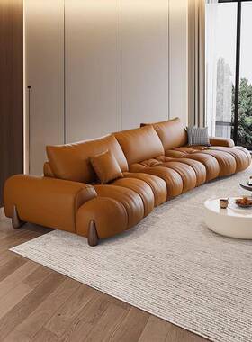 猫山凯瑞覆古层真皮沙发客厅2025新泡芙意大利Normcore异形沙发F