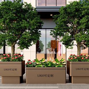 户外不锈钢花箱组合定制可移动花盆商业街花坛样品屋展示中心花槽