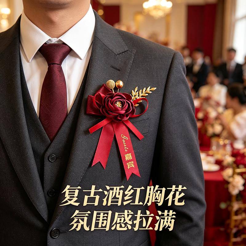 定制商务胸花嘉宾公司开业周年庆贵宾襟花年会活动表彰磁铁扣胸针