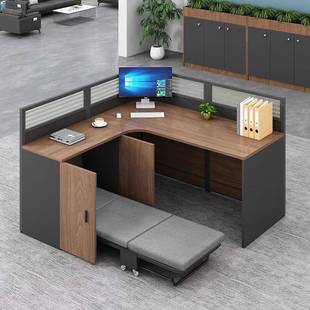 职员办公桌带午休床屏风卡座工位桌椅带休息折叠床办公室家具