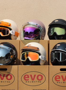 台湾evo复古头盔精装摩托踏板电动车3/4半盔四分之三四季125男女