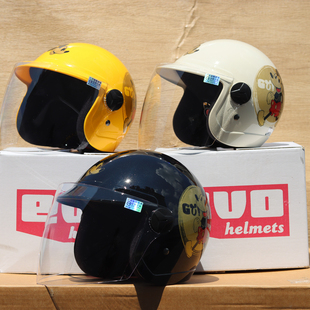 台湾evo头盔儿童米奇3/4半盔亲子卡通3C安全帽摩托电动车踏板男女