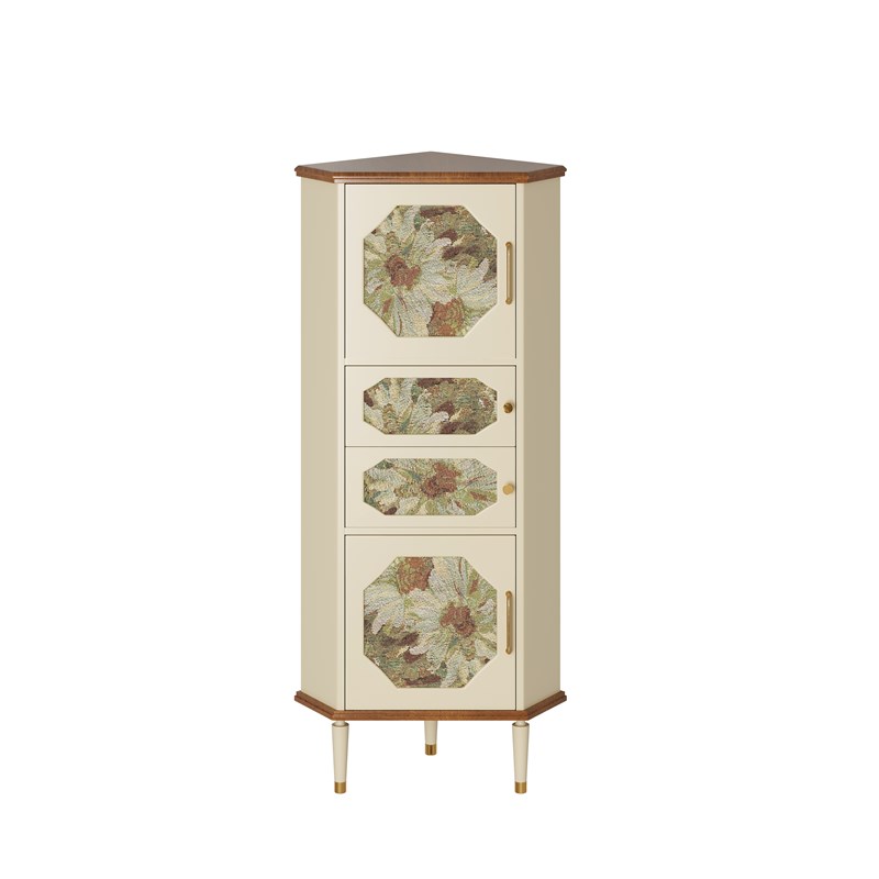 谷及 法式复古实木角柜客厅卧室角落三I角柜转角置物架落地收纳柜