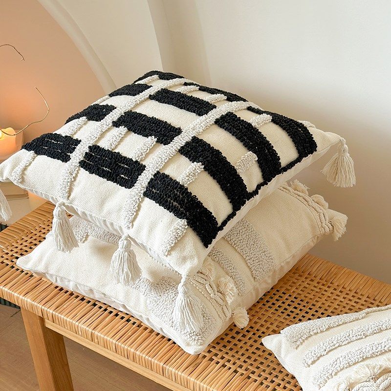 诧寂风黑白圈绒抱枕客厅沙发靠垫套腰枕靠背垫装饰靠枕,居家布艺,靠垫/抱枕,淘宝优惠券,粉丝福利购,淘宝优惠卷