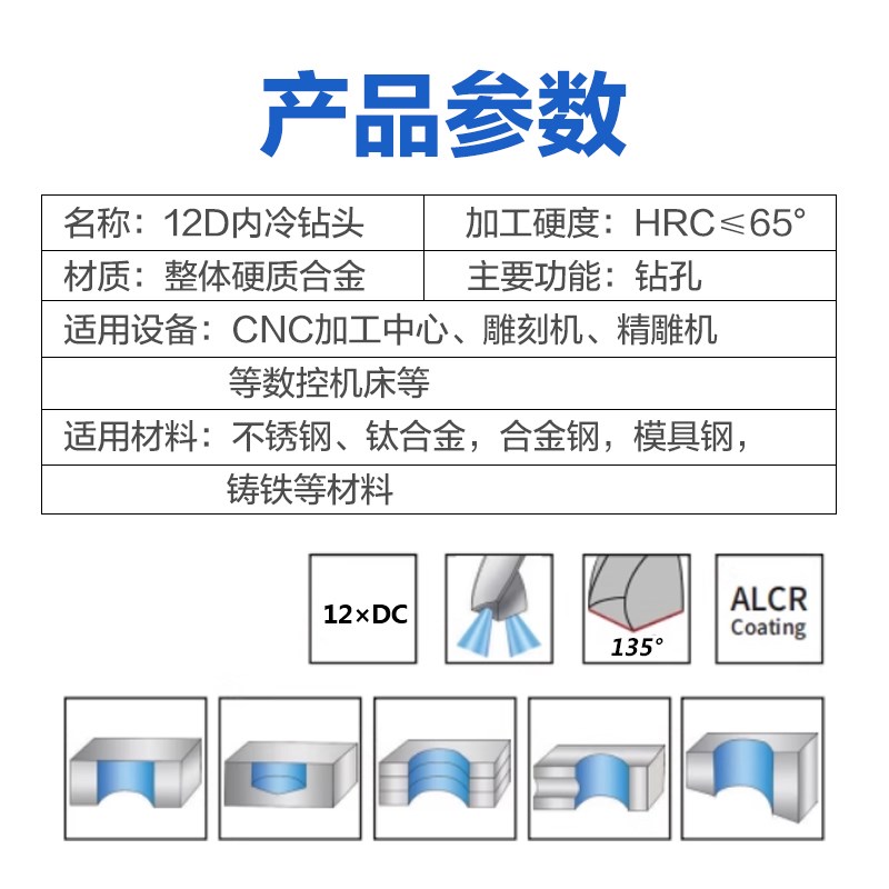 12倍定柄内冷钨钢钻头r深孔内出水合金钻加长高硬硬质合金麻花钻
