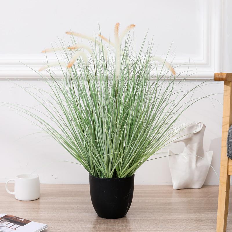 仿真树狗尾巴草绿植盆景北欧绿色落地植物家居室内装饰芦苇盆栽