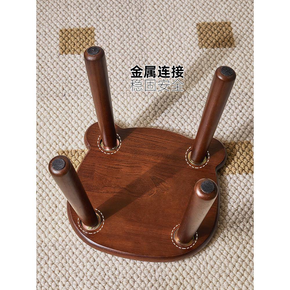 fc实木动物卡通矮凳小凳子家用小板凳客厅茶几木凳沙发凳圆软包