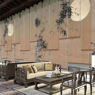 卷帘窗帘升降挂式 新中式 遮光现代屏风软隔断半透明客厅竹子玄关帘