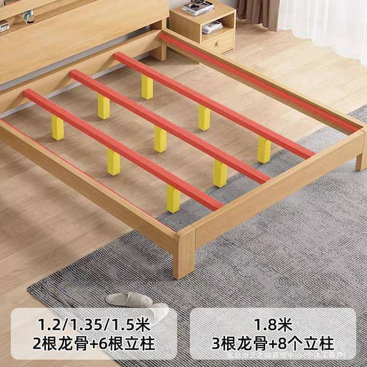 实木床1.8米双人床现代简约卧室出租房用小户型1.2m1.5单人床床架
