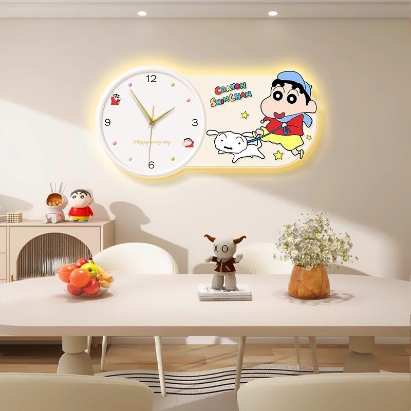 蜡笔小新餐饭厅钟意表装饰厅画奶油风创挂钟客儿童房厅FH-0471间