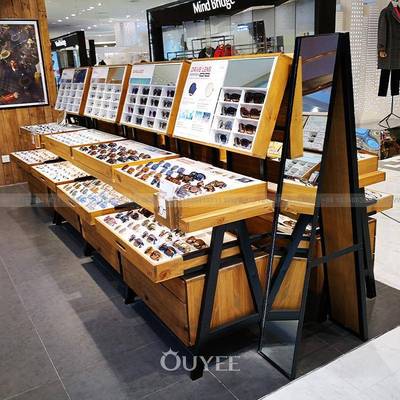 眼厂直销镜展示柜背柜简约梯890形实木家眼镜展多层亚柜克力展示