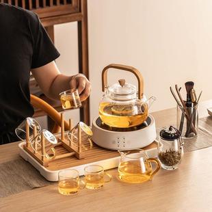 家用耐高温玻璃煮茶壶办公室泡茶烧水壶蒸煮茶炉 电陶炉煮茶器套装