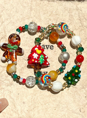 圣诞来临~圣诞树串珠手链轻奢小众设计精致手串气质氛围感手饰女