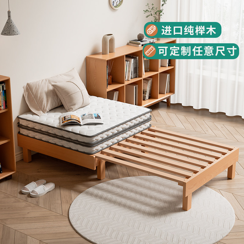北欧实木沙发床小户型单人书房折叠坐卧两用多功能阳台伸缩沙发床