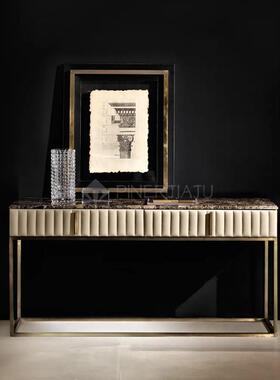 意大利轻奢后现代软包玄关桌首开置业样板房别墅酒店金属玄关台