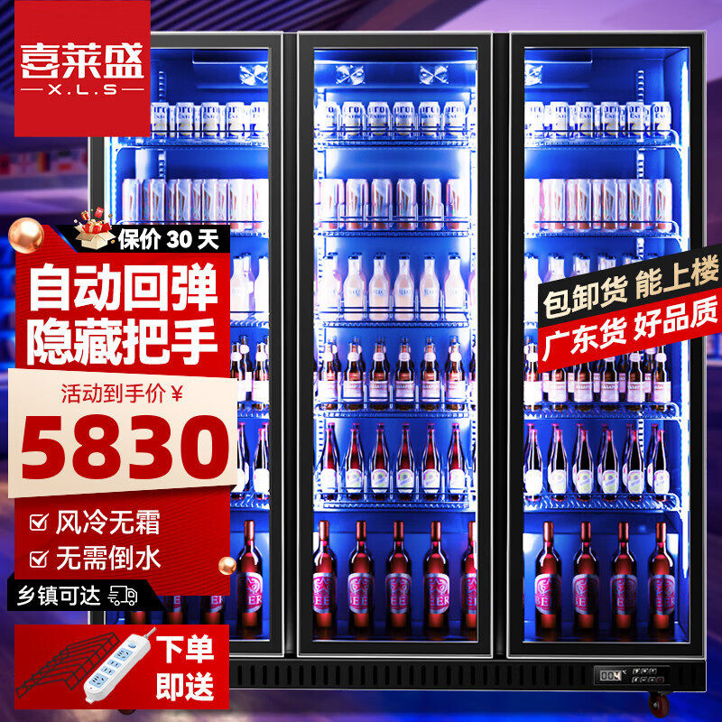 喜莱盛啤酒柜展示柜冷藏冰柜便利店冰箱全屏网红酒柜酒水饮料柜