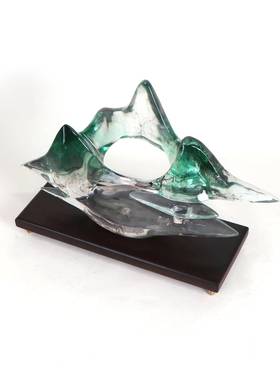 新中式雾海假山摆件样板房玄关云树脂摆设品酒山柜柜隔MC-TY-58断