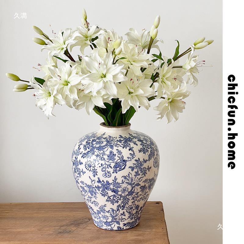 花重瓣百合假花摆设花艺摆件客厅装饰插花仿生花束小