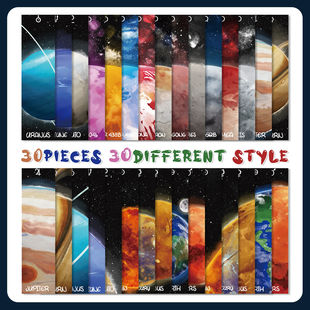 岐遇书签 30张跨境太阳系星球书签科幻装饰学生装饰阅读标注卡片