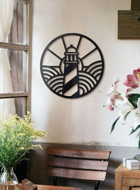 供应跨境独立站热销的摆件家居金属摆件灯塔壁饰金属挂件装饰品